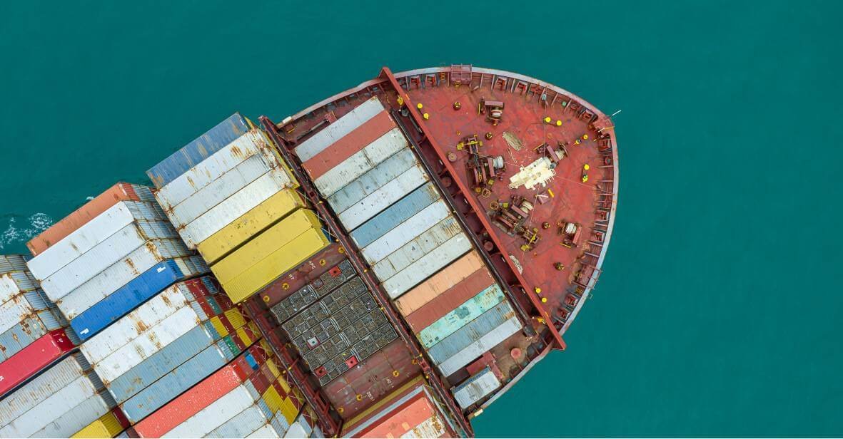 Container ship carrying export goods
